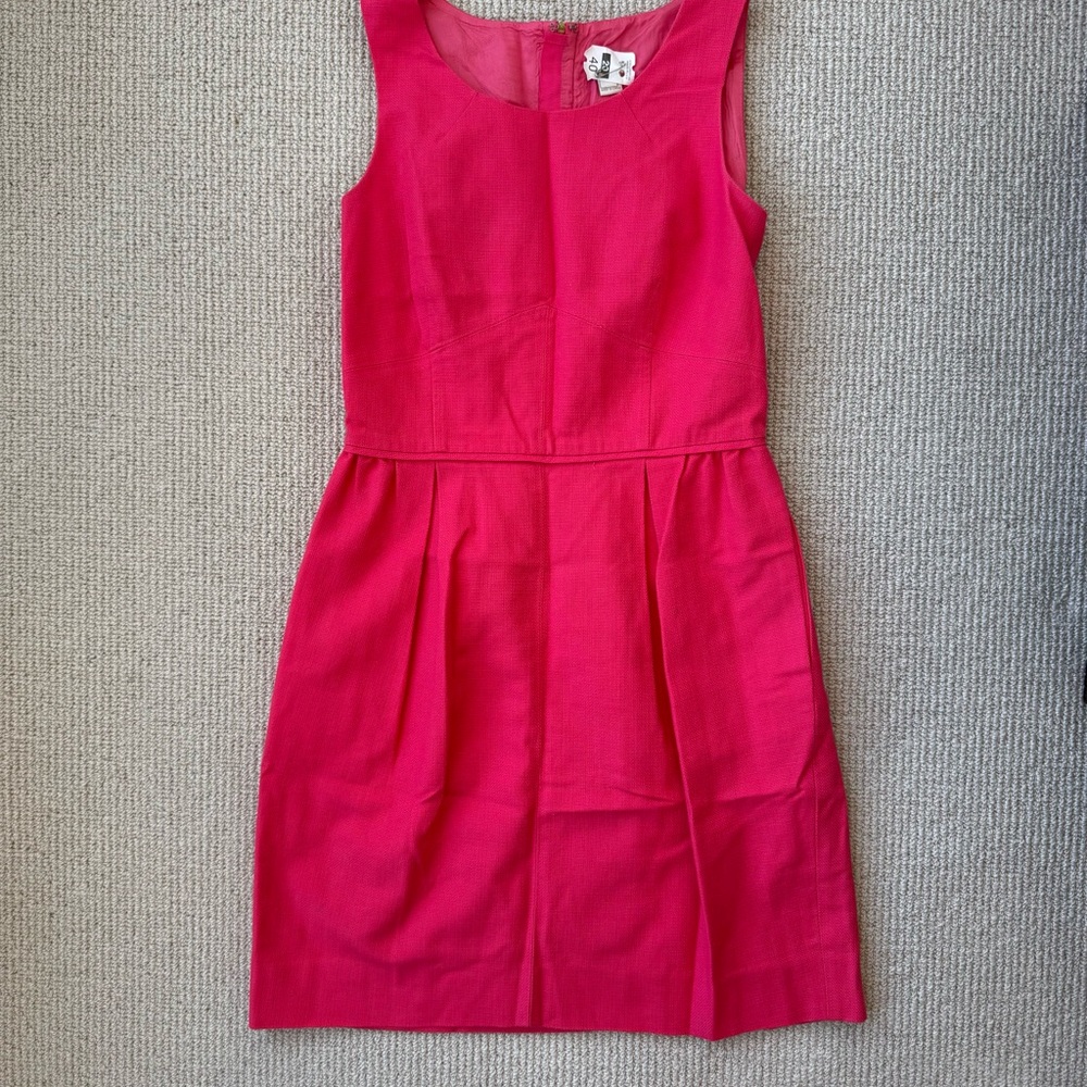 J.Crew Bright Pink Fit & Flare Dress Size 2 Pleated Cocktail